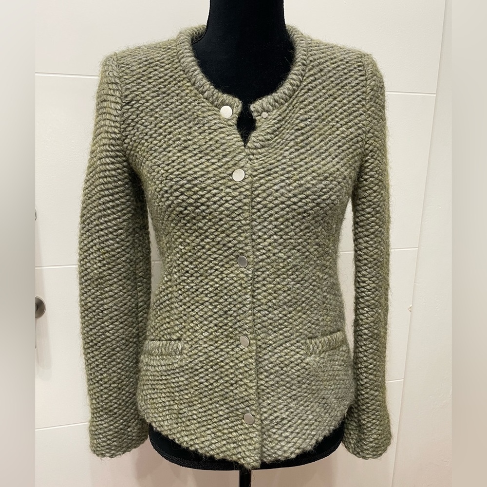 SET Urban Deluxe Womens Cardigan Sweater 4 Green Knit Button Wool Alpaca